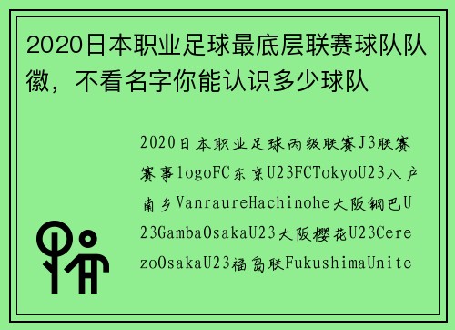 2020日本职业足球最底层联赛球队队徽，不看名字你能认识多少球队